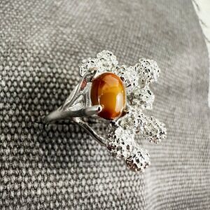 Vintage ESPO Ring 14K G.E. by Joseph Esposito Cocktail Ring Tigers Eye 7 NEW‎